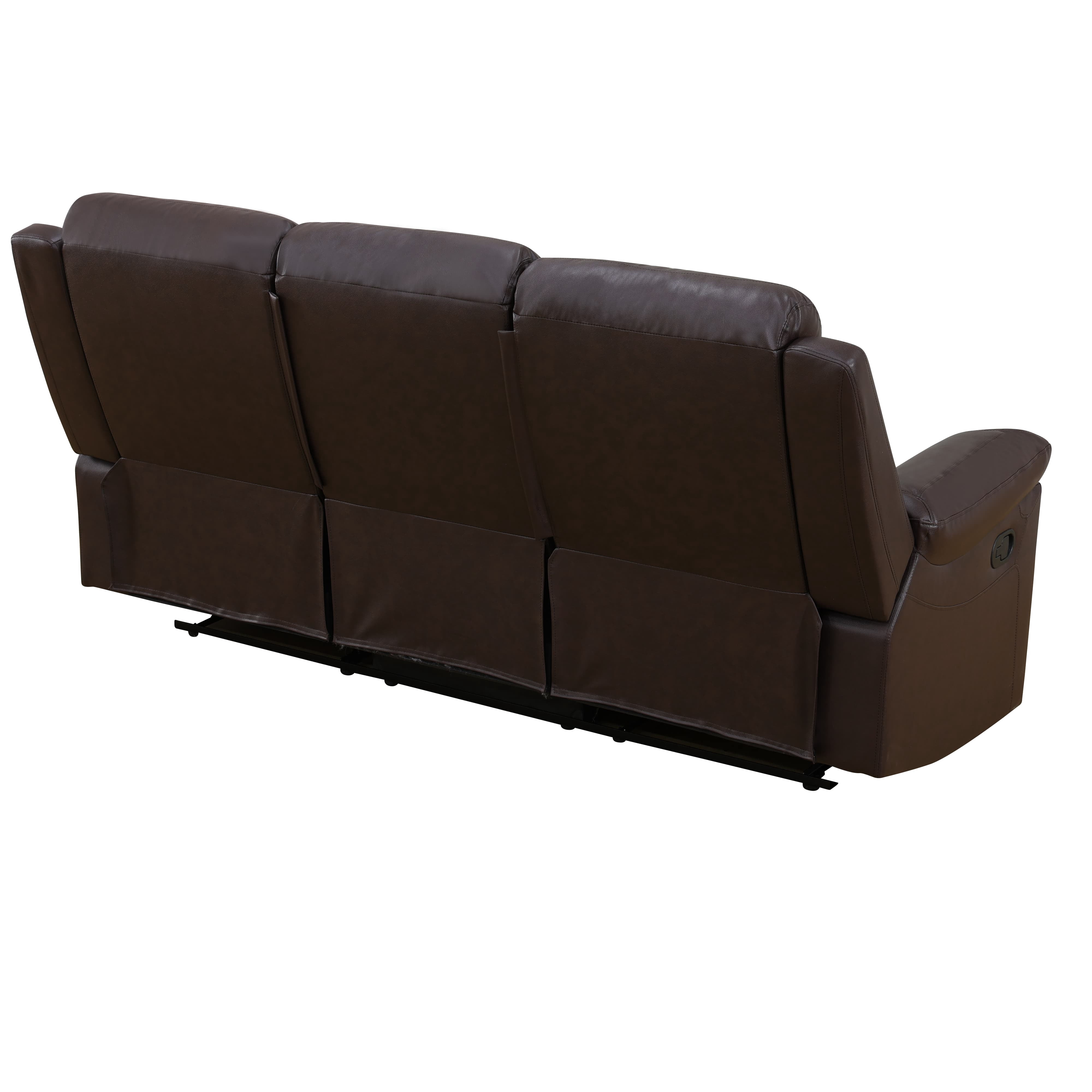 MAYEERTY Reclining Sofa, 3-Seat Breathable Semi-PU Leather Recliner with Adjustable Backrests for Living Room, Brown