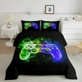 thumbnail image 2 of Manfei Kids Gamepad Controller Bedding Comforter Set,Console Video Game Twin Comforter Sets,Green Purple Ombre Bedding Set For Boys,Luxury Bedroom Decor Reversible,2pcs, 2 of 8