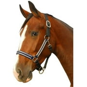 Intrepid 126103N Breakaway Halter Leather Crown Padded for Horse, Navy & Silver - Yearling