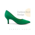 thumbnail image 3 of BLISSFUL STEP Women's Pointed Toe Printed Slip on Kitten Heel Pumps Green (Size 6.5), 3 of 5