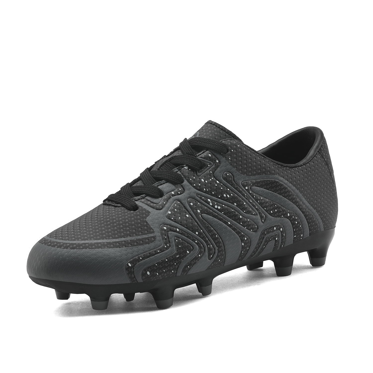 DREAM PAIRS Boys Girls 160472-K Black Dark Grey White Soccer Football Cleats Shoes Size 6 M US Big Kid