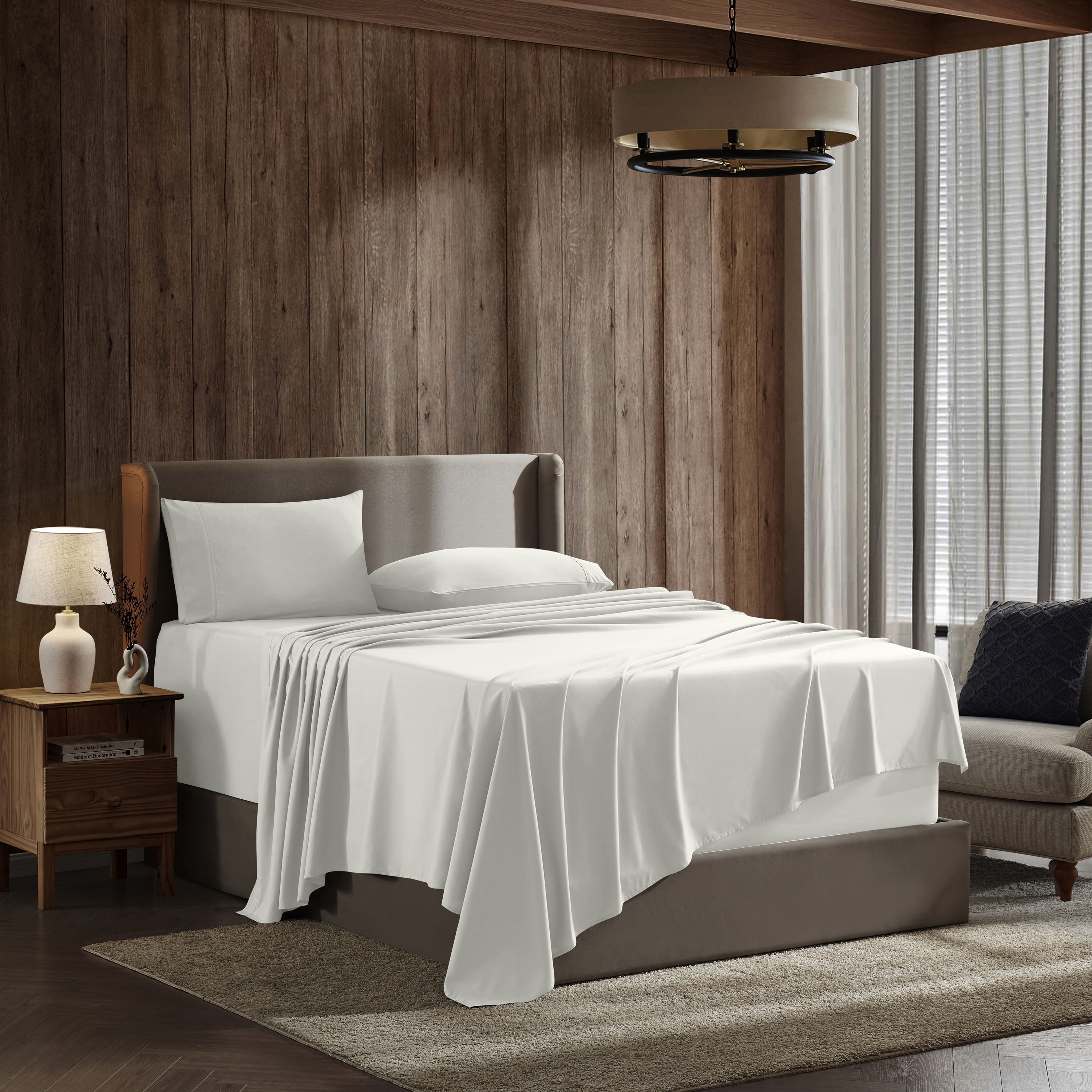 LammaLoe Extra Deep Pocket Full Sheets Set, 4 Piece, Fits 18"-24" Mattress, Breathable & Extra Soft Bed Sheets, Off White