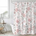 thumbnail image 6 of Pink Rose Shower Curtain, Waterproof Shower Curtains for Bathroom, Modern Simple Romantic Flowers Floral Leaves Washable Fabric Bathtub Curtain Set Bath Decor with 12 Hooks Stall 36"x72", 6 of 6