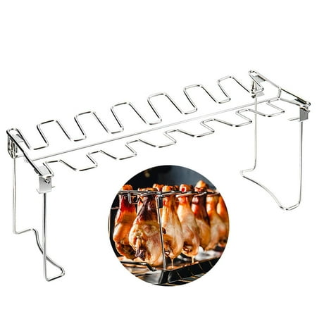 

Chicken Leg Wing Rack 14 Slots Stainless Steel Metal Roaster Stand for Smoker Grill or Oven Great for BBQ Picnic