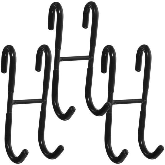 LEORX 3Pcs Towel Hooks Over Shower Door Black Iron Space Saving for Kitchen