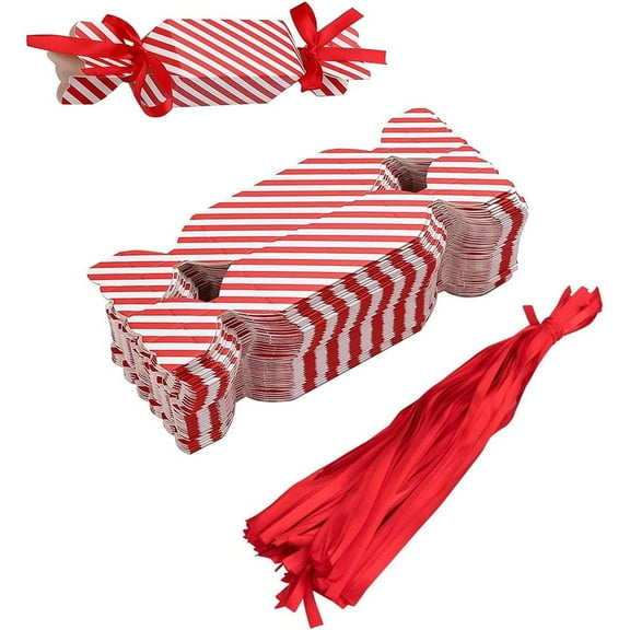 TETOU 20pcs Christmas Candy Box Red White Empty Small Chocolate Boxes for Wedding Xmas Guest Gift Wrap Bag Decor