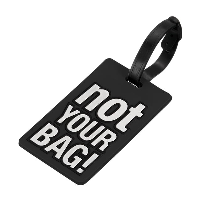 Equipaje Etiqueta, PVC Identificador Tarjeta Soporte Etiqueta, No Tu Bolsa Patrón Viaje Bolso Etiqueta con Ajustable Correa para Equipaje Maleta, Negro