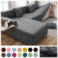 thumbnail image 2 of Elastic Solid Color Sofa Cover L Shaped Corner Couch Slipcover 1 2 3 4 Seater Chair Protector for Living Room, 2 of 7