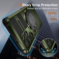 thumbnail image 4 of Phone Case for Samsung S22 Ultra Case with Ring Magnetic Fits Wireless Charger, 2 in 1 Soft TPU and Hard PC Cover Samsung Galaxy S22 Ultra Case Shockproof Rugged Black (Green), 4 of 17