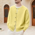 thumbnail image 2 of Hinvhai Mens Shawl Collar Cardigan Sweater Cable Knit Button Down Long Sleeve Casual Knitwear Yellow XL(XL), 2 of 4