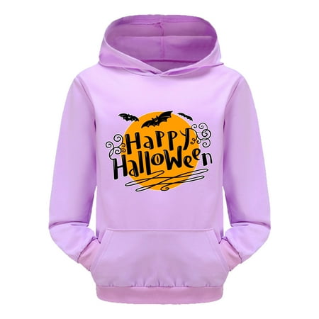 

PMVFHDE Fall Sweatshirt Child Toddler Boys Girls Long Sleeve Cartoon Prints Warm Hoodie Pullover Tops Kids Sweat Purple 6-7 Years