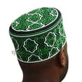 thumbnail image 5 of Madinah Green Muslim Omani Kufi Hat 4-Inch Tall Minar Design Black White Accent Islamic African Fashion Prayer Cap, 5 of 5