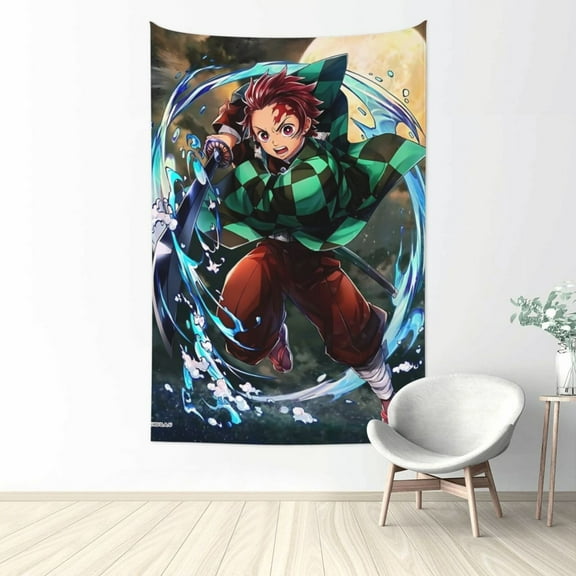 Demon Slayer Tanjiro Kamado Tapestry Wall Hanging Home Decoration Wall Blanket Dormitory Living Room Bedroom Backdrop Poster( 60x40inch)