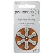 Powerone POWERONE-P312-6PK-MF Size 312 170mAh 1.45V Zinc Air Hearing Aid Batteries - Pack of 6