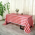 thumbnail image 2 of Balsa Circle 90" x 156" Red White Satin Stripes Rectangle Tablecloth Reception Dining Linens, 2 of 6