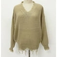thumbnail image 4 of Womens Sweaters Pullover Womens V-Neck Off Shoulder Loose Pullover Sweater Womens Loose Knit Sweater Irregular Sweater Womens Pullover Sweaters Pullover Sweaters for Women, 4 of 10