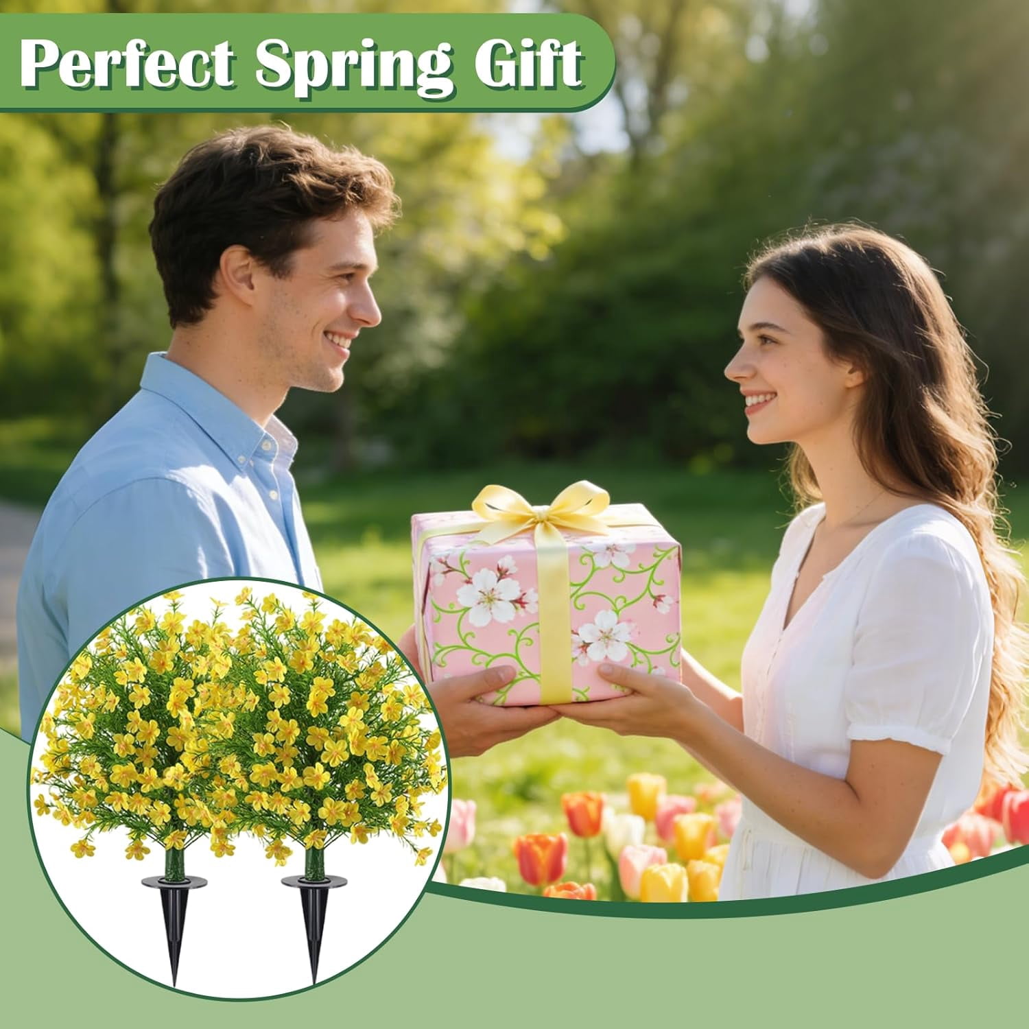 2 Pack Artificial Boxwood Topiary Ball Trees with Ground Spike for Outdoor, 23" Faux Realistic Floral Sphere Shrubs, Artificial UV Resistant Fake Bush Plants for Garden Yard Porch Decor