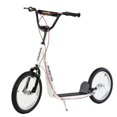 thumbnail image 1 of Aosom Youth Kids Kick Scooter Adjustable Handlebar Teens Ride On Toy For 5+ w/ Front and Rear Dual Brakes Inflatable Wheels White, 1 of 1