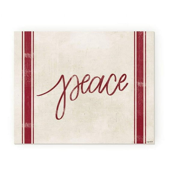 Peace with Red Border Rustic Wood Style Wall Sign 12x15 (Unframed)