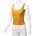 thumbnail image 5 of A2Y Women's Basic Solid Double Scoop Neck Rib Cropped Tank Top Mustard S, 5 of 6