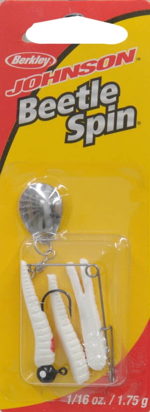 Johnson Nickel Plated Blade Beetle Spin 1 1//2-Inch White with Black Spots