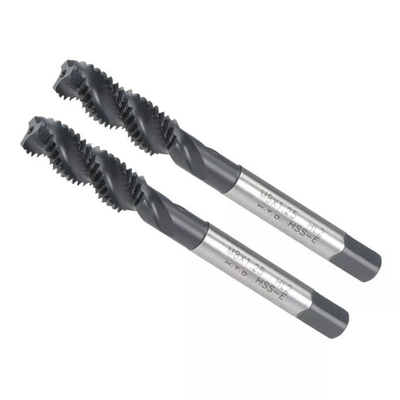 2pcs M8 x 1.25 Spiral Flute Tap Metric Machine Thread Tap HSS