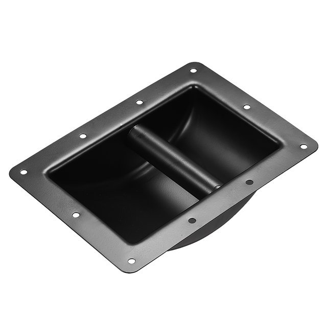 Unique Bargains Poignée de Haut-Parleur Encastrée Support de Prise Style de Poche Remplacement Haut-Parleur Boîte Audio Poignée Métal Noir 2 Pcs