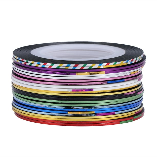 30 rollos de cintas holográficas brillantes para uñas, rollos de cintas adhesivas para manicura y pedicura (0,8mm, 20m/rollo)