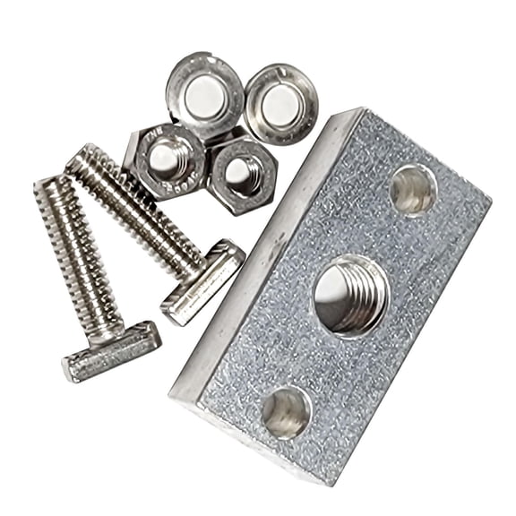 Monster Rod Holders Economy Kayak Track Base | Aluminum 2-Hole Mounting Base with Universal T-Bolts | Fits Kayak Tracks | Accepts 1/2″ Rod Holders | Right & Left-Hand Threading Options