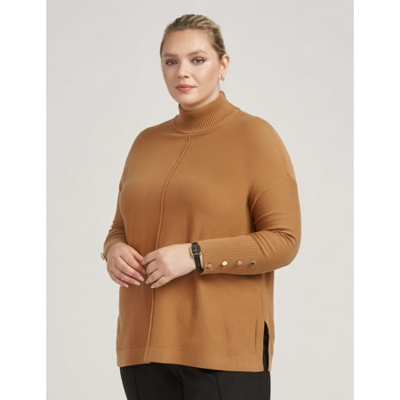 Anne Klein VICUNA Women's Plus Size Mock Neck Sweater, US 1X