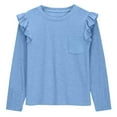 thumbnail image 6 of WQNVRNR Girls Ruffle Cotton T Shirts- Fashion Casual Long Sleeve Cute Kids Tops Light Blue Size 12, 6 of 6