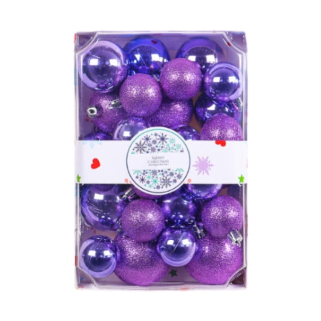26 piezas de adornos navideños de bolas irrompibles, accesorios navideños, adornos para árboles de Navidad, adornos decorativos para bar, cumpleaños Púrpura