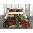 thumbnail image 3 of Ambesonne Octopus Quilted Bedspread Set 3 Pcs, Roses Marine Animal, Queen Size, Brown Charcoal Grey, 3 of 5