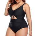 thumbnail image 4 of Rigardu one piece swimsuit women 2023 Plus Size Swimwear V Neck Swimwear Swimwear womens one piece swimsuits Black + 4XL, 4 of 7