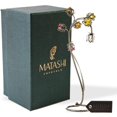thumbnail image 2 of Matashi Black Metal Crystal Flower Table Ornament Floral Arrangement Elegant Home Office Decor Intricate Stem and Petal Details Red and Yellow Crystals, 2 of 7