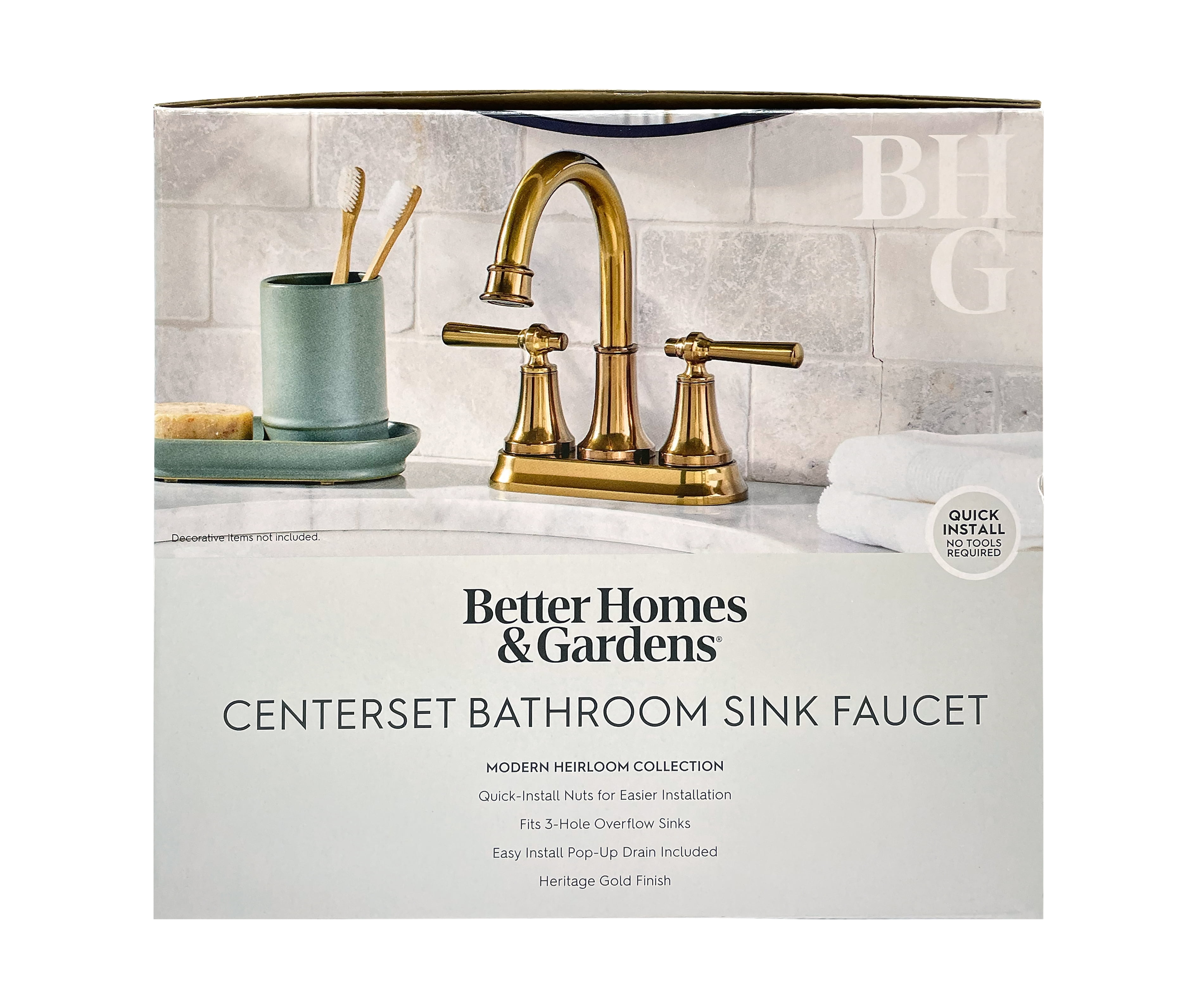 Better Homes & Gardens Modern Heirloom 4" Centerset Bathroom Faucet in Heritage Gold