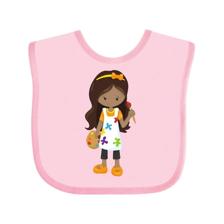 

Inktastic African American Girl Painter Painting Brush Gift Baby Girl Bib