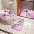 thumbnail image 4 of Pink Floral Bath Mat 3 Piece Bathroom Rug Set, Vintage Botanical Gradient Pastel Painting Non Slip Bath Rug Contour Mat and Toilet Lid Cover, Absorbent Shower Mats Soft Bath Rugs and Mats Sets, 4 of 8