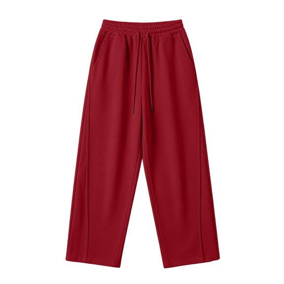 Dagugfen Sweatpants for Men Drawstring Elastic Waist Full Length Fleece Warm Athletic Pants with Pockets(XL,Red)