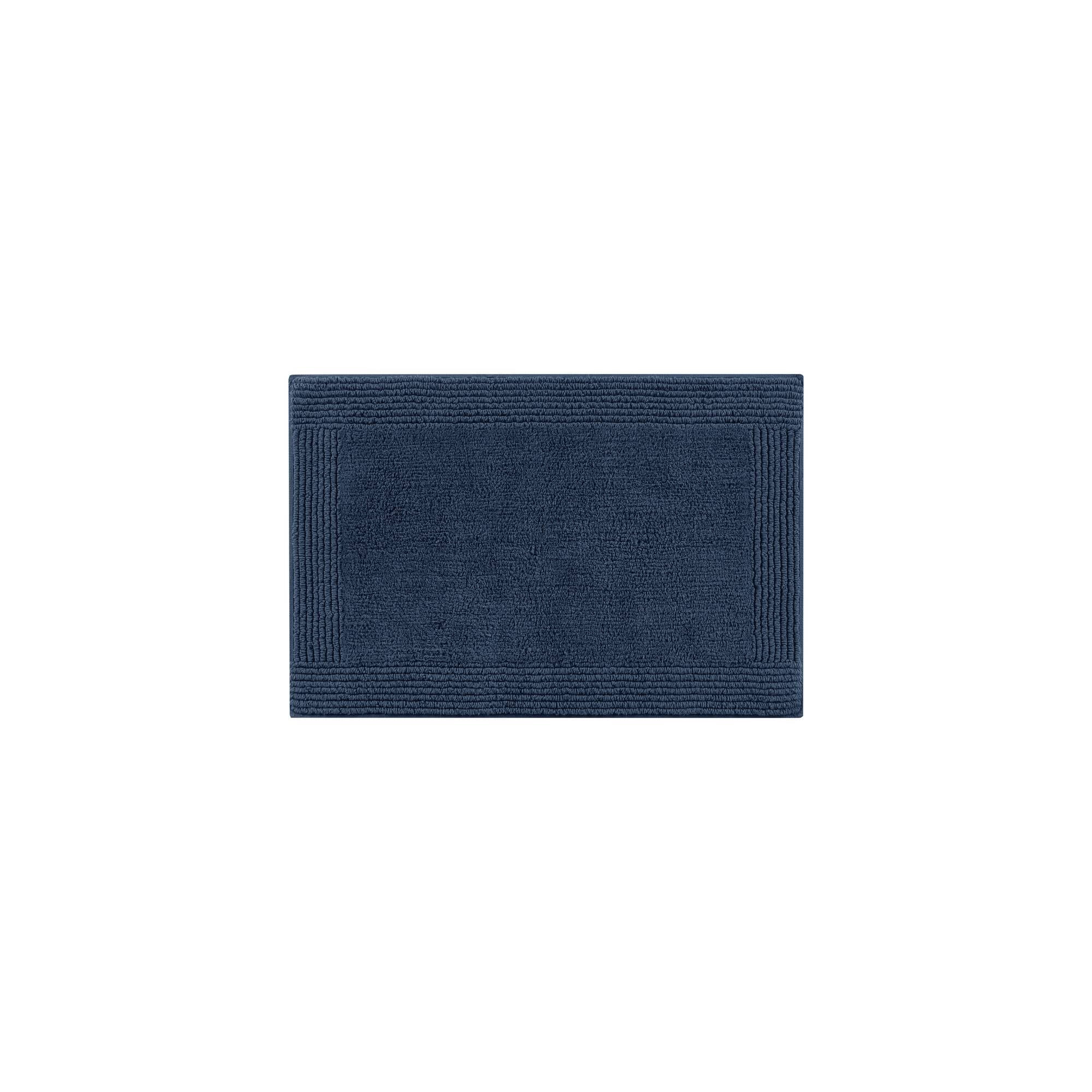 100% Cotton Tufted 3000 GSM Reversible Bath Rug 24x44" Navy Ultra Plush Dense Machine Washable Bathroom Rug