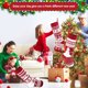thumbnail image 5 of Juego de 4 Medias navideñas de Punto, Medias navideñas de 46 cm Medias navideñas de Reno Calcetines Colgantes Bolsa de Fiesta navideña para niños niñas (Blanco y Rojo), 5 of 5