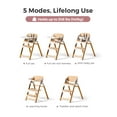 thumbnail image 6 of Momcozy High Chair for Babies, Toddlers & Adults Up to 308 Lbs, 5 in 1 Convertible Baby Highchair with Food-Grade Tray, Dishwasher-Safe, Adjustable & Ergonomic, Natural Wood, 6 of 12