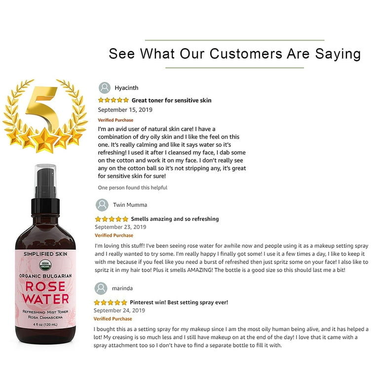 Simplified Skin Organic Rose Water for Face & Hair, Anti Simplified Skin Organic Rose Water for Face & Hair, Anti