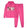 thumbnail image 6 of aohooy 2 Piece Hooded Tracksuit for Women,Women 2 Piece Sportswear Set 2024 Cute Coffee Print Long Sleeve Pullover Sweatshirt Jogger Pants Sweatsuit with Pockets Hot Pink,L, 6 of 6