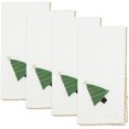 thumbnail image 2 of Fennco Styles Embroidered Christmas Tree Whip Stitch Cloth Napkins 18" W x 18" L, Set of 4 - White Holiday Cotton Dinner Napkins for Winter Festivals, Christmas, Banquets, and Special Events, 2 of 4