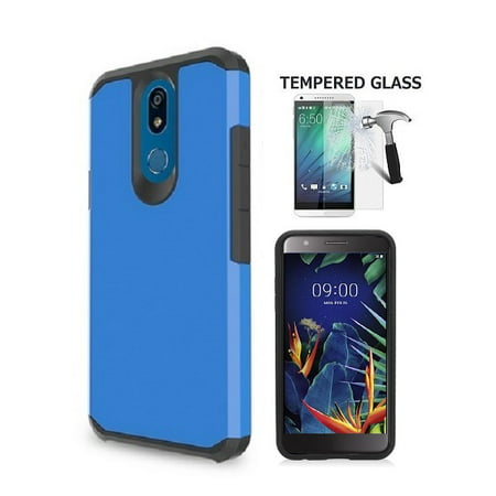 Phone Case for Straight Talk LG Solo L423DL / LG K40 / LG K12 Plus/LG X4 (2019), Hybrid Shockproof Slim Hard Cover Protective Case + Tempered Glass Screen Protector