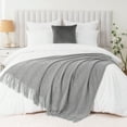 thumbnail image 6 of Battilo Light Grey Throw Blanket,Cozy Knit Blanket with Elegant Fringe,Grey  Blanket ,50"x60", 6 of 8