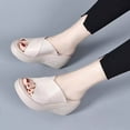 thumbnail image 4 of Lovskoo 2024 Women's Platform Wedges Sandals Open Toe Summer Ladies Slides Thick Soled Shoes Casual Slippers Beige, 4 of 7
