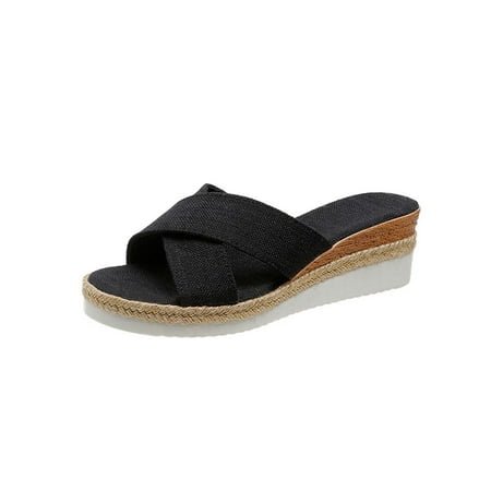 

DTBPRQ Women s Slide Sandals Casual Toe Ring Criss Cross Strappy Flat Shoes Summer Wide Width Flat Slides Sandals Comfortable Summer Beach Dress Shoes for Women