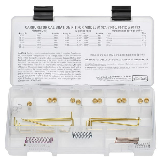 Edelbrock Kit de Réglage de Carburateur 1480 Edelbrock Performer Series Carburateur P/N 1407; 1410; 1412; 1413; Ensemble de 2 0.101 Pouces/0.104 Pouces/0.107 Pouces